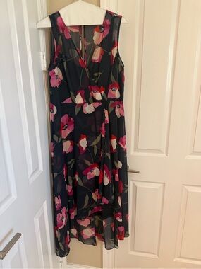 Calvin Klein Black Maxi Dress with Pink Floral Print